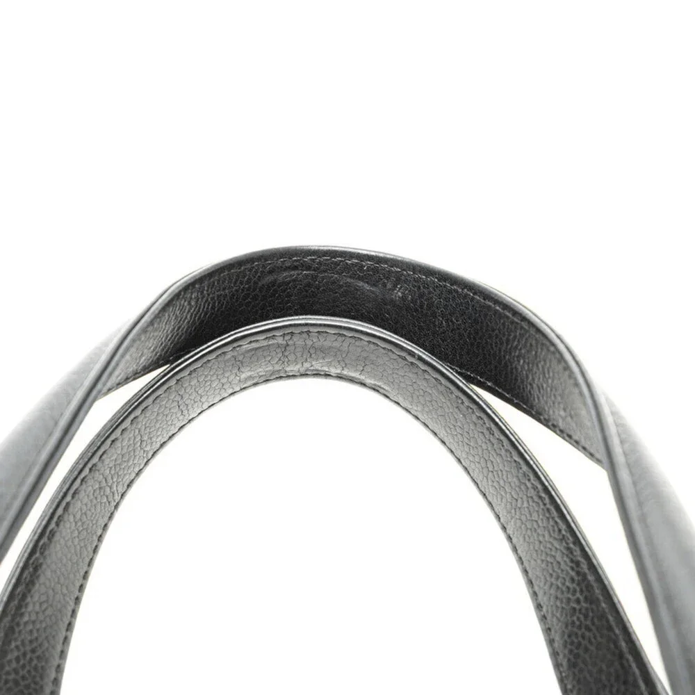 CHANEL Black Caviar Leather Logo Tote Bag